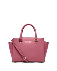 Borsa a mano Selma media in pelle Saffiano di Michael Kors in Viola | Lyst