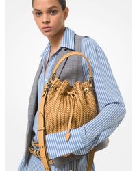 Michael Kors Carole Hand-woven Leather Bucket Bag | Lyst