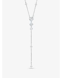 Michael Kors Metallic Sterling Silver Pavé Lariat Necklace