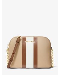 cindy striped saffiano leather dome crossbody bag