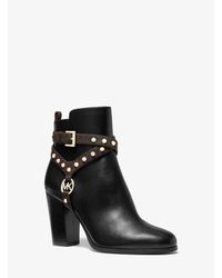 preston leather and logo ankle boot