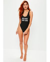 Missguided Black Red Hair Don T Care Swimsuit Lyst