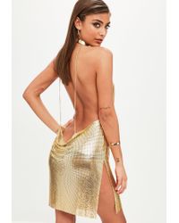 backless metallic dress