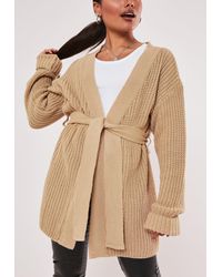 camel belted cardigan