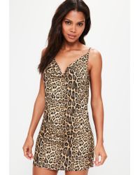 leopard print strappy shift dress