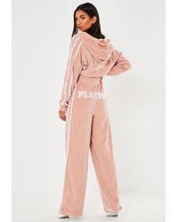 Missguided Playboy Velour Tracksuit on 