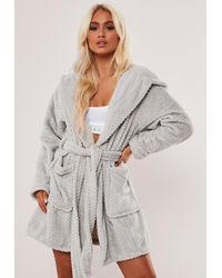 fluffy grey dressing gown womens