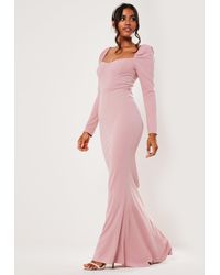 long sleeve fishtail maxi dress