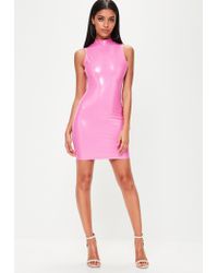 pink vinyl bodycon dress