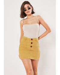 mustard jean skirt