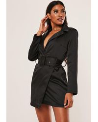 satin belted blazer dress