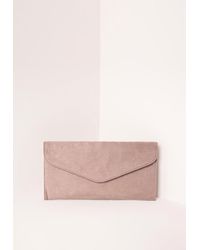 taupe suede clutch bag