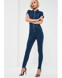 denim jumpsuit fitted