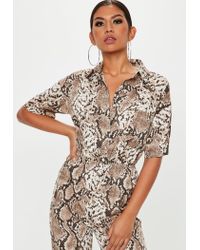 missguided snake print playsuit