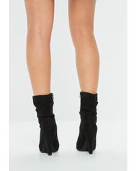 black ruched ankle boots