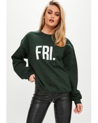 Missguided Green Fri Slogan Sweatshirt