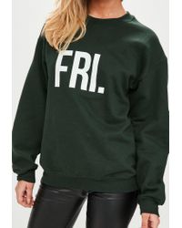 Missguided Green Fri Slogan Sweatshirt