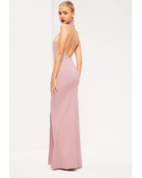 pink choker maxi dress