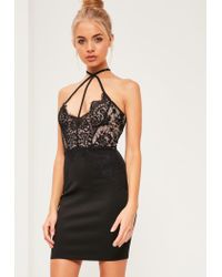 black lace top bodycon dress