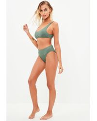 khaki green high waisted bikini