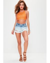 orange sequin top