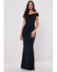navy bardot bridesmaid dress