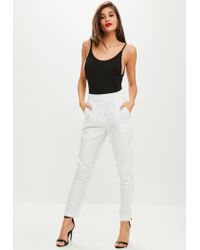 Missguided Synthetic White Pinstripe Cigarette Pants - Lyst