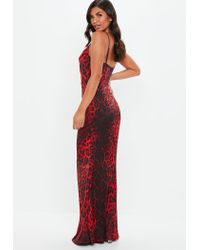 red animal print maxi dress