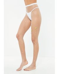 Missguided White Fishnet Pineapple Tights - Lyst