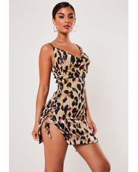 satin leopard print mini dress