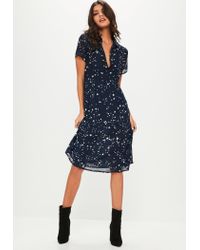 navy star print dress