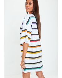 white rainbow t shirt dress