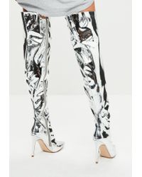 over knee silver boots