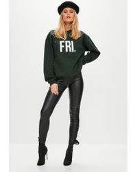 Missguided Green Fri Slogan Sweatshirt