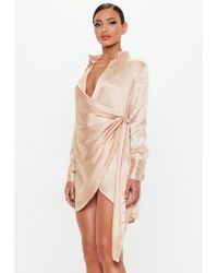 gold satin wrap dress