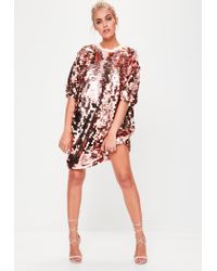 pink sequin t shirt dress