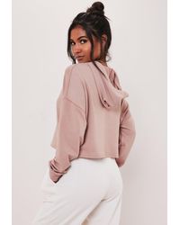 Missguided Pink Rose Contrast Stitch Cropped Hoodie