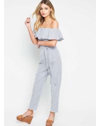 bardot frill jumpsuit