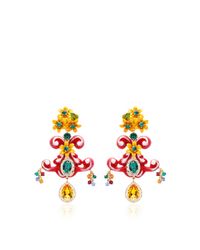 Dolce & Gabbana | Multicolor Yellow Floral Earrings | Lyst