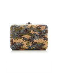 Judith Leiber Multicolor Camouflage Crystal Slim Clutch