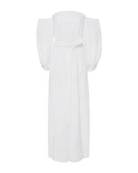 Lisa Marie Fernandez White Off The Shoulder Eyelet Dress