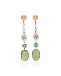 Lulu Frost Green One-of-a-kind Glass Floral Bead Drop Earring