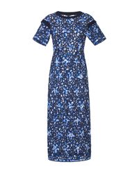 Agnona Blue Printed Intarsia Guipure Lace Dress