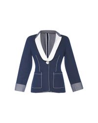 Agnona Blue Drill Bicolored Tuxedo Jacket