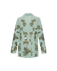 Vivetta Green Sogliola Embroidered Seersucker Jacket