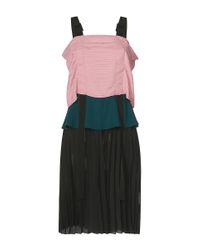 Marco De Vincenzo Black Colorblocked Pleated Dress