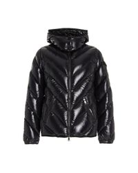 moncler anthia water resistant shiny nylon hooded down puffer jacket