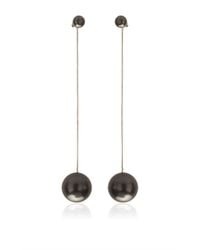 Ferragamo | Gray Long Thaiti Pearl & Crystal Earring | Lyst