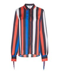 MSGM Blue Fringe Button Down Shirt