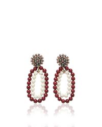 Marni | Red And White Earrings With Strass | Lyst